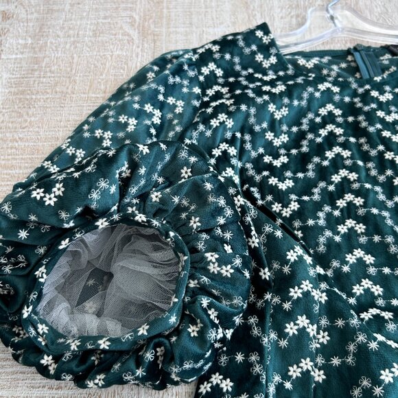 Gracia Womens Floral Velvet Peplum Short Sleeves Top/Blouse/Shirt Size Small - Picture 9 of 11